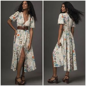 Anthropologie Floral Midi Dress - Multicolor